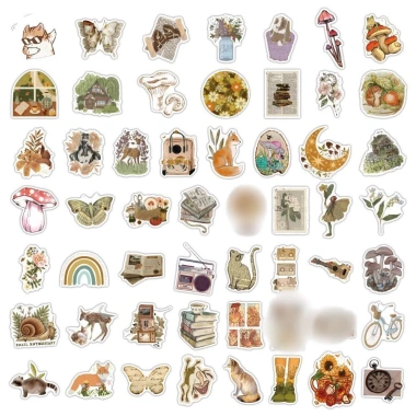 Sticker chống nước Khu Rừng Cổ Hoài Niệm Set 10/20/50 Dễ Thương Dán Mũ A45 25k 4