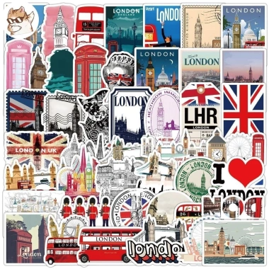 Sticker chống nước London Cổ Kiếng hiện đại - Set 10/20/50, dán bàn ghế, tủ, xe, laptop CN925 - Giá chỉ 25.000đ