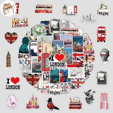 Sticker chống nước London Cổ Kiếng hiện đại - Set 10/20/50, dán bàn ghế, tủ, xe, laptop CN925 - Giá chỉ 25.000đ 2