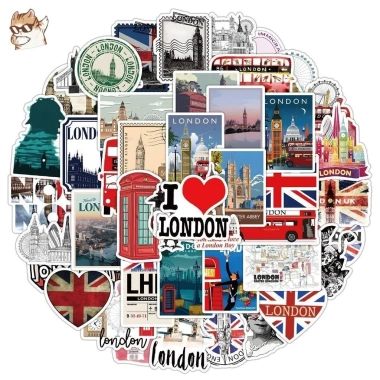 Sticker chống nước London Cổ Kiếng hiện đại - Set 10/20/50, dán bàn ghế, tủ, xe, laptop CN925 - Giá chỉ 25.000đ 5