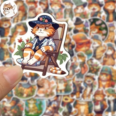 Sticker chống nước mèo cam dễ thương không tai CN407 – Set 10/20/50 dán bàn ghế, tủ, xe, laptop, giá chỉ 25.000₫ 3
