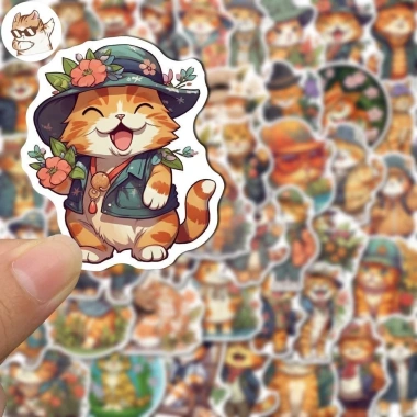 Sticker chống nước mèo cam dễ thương không tai CN407 – Set 10/20/50 dán bàn ghế, tủ, xe, laptop, giá chỉ 25.000₫ 4