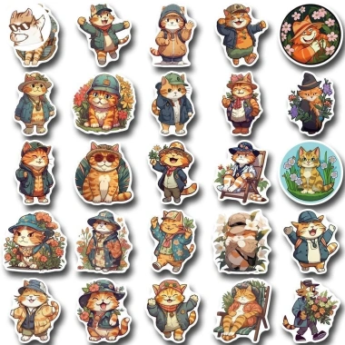 Sticker chống nước mèo cam dễ thương không tai CN407 – Set 10/20/50 dán bàn ghế, tủ, xe, laptop, giá chỉ 25.000₫ 5