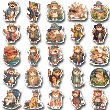 Sticker chống nước mèo cam dễ thương không tai CN407 – Set 10/20/50 dán bàn ghế, tủ, xe, laptop, giá chỉ 25.000₫ 6