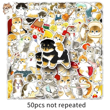 Sticker chống nước mèo con cute vàng xám dán bàn ghế tủ xe laptop 5/10/20/50 miếng 3 Sticker chống nước mèo con cute vàng xám dán bàn ghế tủ xe laptop 5/10/20/50 miếng 3