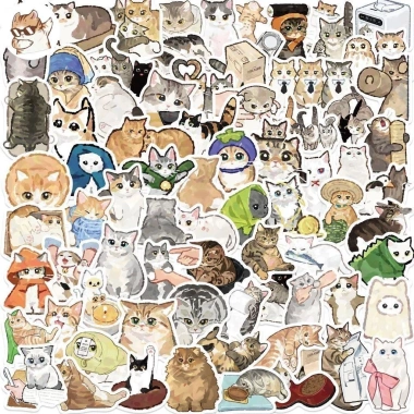 Sticker chống nước Mèo Cute Dễ Thương 10/30/70 miếng Dán Mũ Bảo Hiểm CN917 Giá Ưu Đãi 25.000