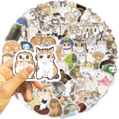 Sticker chống nước Mèo Cute Dễ Thương 10/30/70 miếng Dán Mũ Bảo Hiểm CN917 Giá Ưu Đãi 25.000