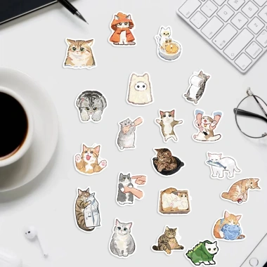 Sticker chống nước Mèo Cute Dễ Thương 10/30/70 miếng Dán Mũ Bảo Hiểm CN917 Giá Ưu Đãi 25.000