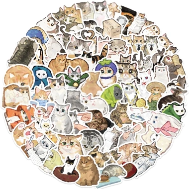 Sticker chống nước Mèo Cute Dễ Thương 10/30/70 miếng Dán Mũ Bảo Hiểm CN917 Giá Ưu Đãi 25.000