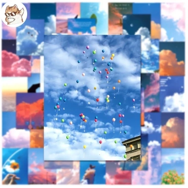Sticker chống nước phong cảnh bầu trời Set 10/20/50 dán laptop giá 25.000₫ 4