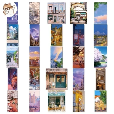Sticker chống nước phong cảnh Nhật Bản anime - Set 5/10/20/50, dán bàn ghế, tủ, xe, laptop CN28 - 25.000₫