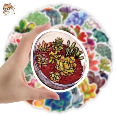 Sticker chống nước Sen Đá Xương Rồng Rực Rỡ Xanh Mát - Set 10/20/50 dán bàn ghế, tủ, xe, laptop - Giá chỉ 25.000₫ 4
