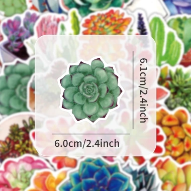 Sticker chống nước Sen Đá Xương Rồng Rực Rỡ Xanh Mát - Set 10/20/50 dán bàn ghế, tủ, xe, laptop - Giá chỉ 25.000₫ 7