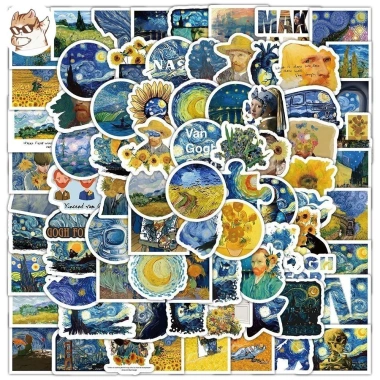 Sticker chống nước Starry Night Van Gogh Set 20/40/100 cái dán mũ bảo hiểm CN631 2