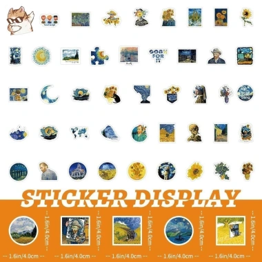 Sticker chống nước Starry Night Van Gogh Set 20/40/100 cái dán mũ bảo hiểm CN631 5
