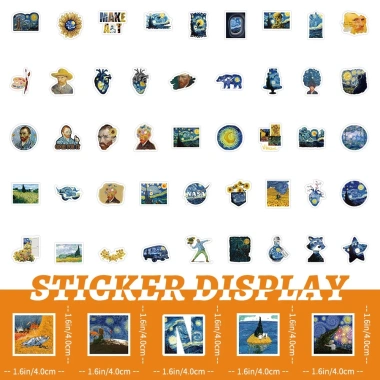 Sticker chống nước Starry Night Van Gogh Set 20/40/100 cái dán mũ bảo hiểm CN631 6