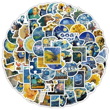 Sticker chống nước Starry Night Van Gogh Set 20/40/100 cái dán mũ bảo hiểm CN631 7