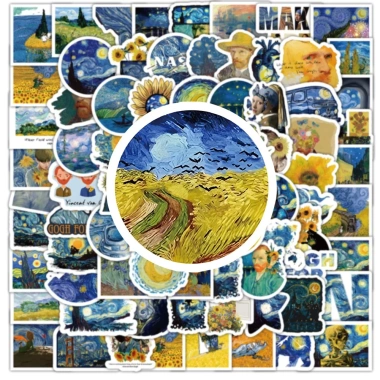 Sticker chống nước Starry Night Van Gogh Set 20/40/100 cái dán mũ bảo hiểm CN631 8