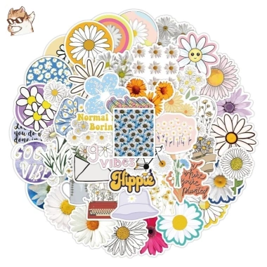 Sticker chống nước thiên nhiên cánh đồng hoa cúc, set 10/20/50 - Vintage dán bàn ghế, tủ, xe, laptop CN272 25.000 VND 4