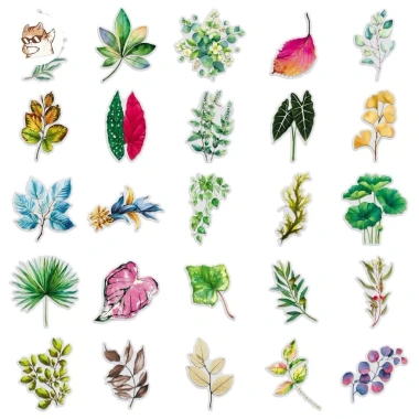 Sticker chống nước trong suốt lá cây kiểng xanh mướt - Set 10/20/50 dán bàn ghế tủ xe ly bình - Giá 30.000đ