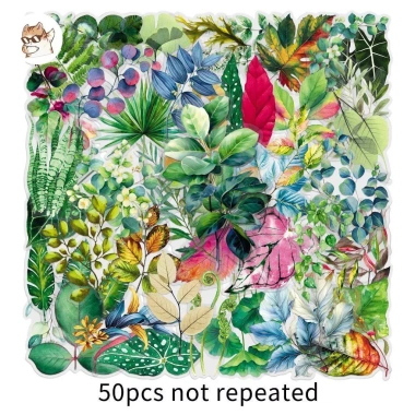 Sticker chống nước trong suốt lá cây kiểng xanh mướt - Set 10/20/50 dán bàn ghế tủ xe ly bình - Giá 30.000đ
