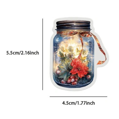 Sticker chống nước trong suốt Lọ Kí Noel 5/10/20/50 cái Dán mũ bảo hiểm, vali, Merry Christmas 4