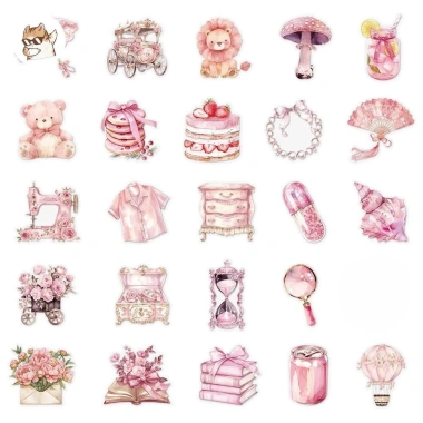 Sticker chống nước trong suốt màu hồng ngọt ngào 5-50 cái và dán bàn ghế, tủ, xe, laptop giá 25k