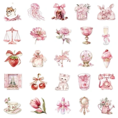 Sticker chống nước trong suốt màu hồng ngọt ngào 5-50 cái và dán bàn ghế, tủ, xe, laptop giá 25k