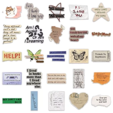 Sticker chống nước trong suốt Set 10/20/50 - Ký ức Retro dán bàn ghế, tủ, xe - 30.000₫