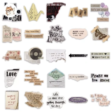 Sticker chống nước trong suốt Set 10/20/50 - Ký ức Retro dán bàn ghế, tủ, xe - 30.000₫