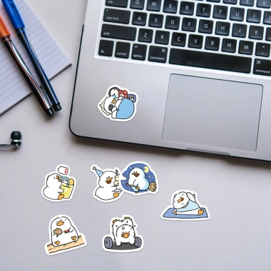 Sticker chống nước Vịt Trắng Siêu Lão Duck Vui Vẻ Set 5/20/40/90 dán bàn ghế tủ xe laptop CN319 25.000₫ 6
