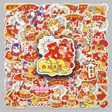 Sticker con ngựa Tết bộ 50/100/200 – Họa tiết dán tủ lạnh, laptop, giá chỉ 50k 7