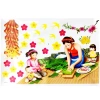 Sticker decal dán tường kính 90x60cm mẫu gói bánh chưng - Trang trí Tết, giá ưu đãi 55.000₫
