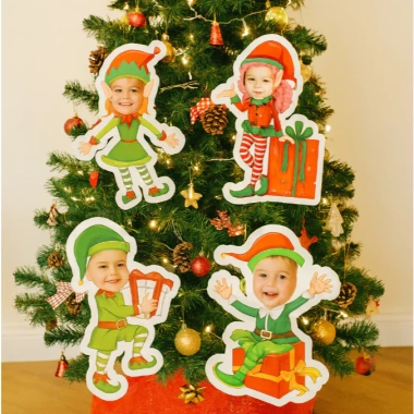 Sticker ghép mặt set 8 - Trang trí Noel, sinh nhật, size 12cm, keo bóc dán, chỉ 43.000₫