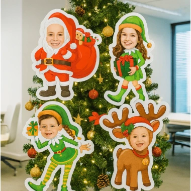 Sticker ghép mặt set 8 - Trang trí Noel, sinh nhật, size 12cm, keo bóc dán, chỉ 43.000₫