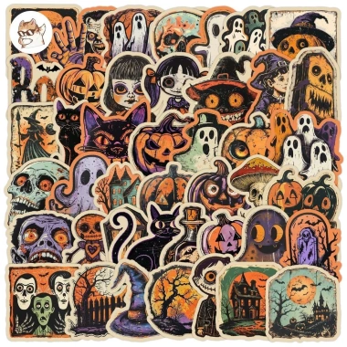 Sticker Halloween chống nước 10/20/50 miếng - Dán bàn ghế, tủ, xe, laptop, đàn A4 - Giá chỉ 25.000₫ 2