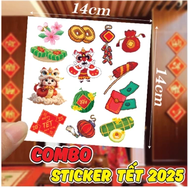 Sticker Hình Dán Tết 2.026 - Combo 15 Hình Trang Trí Không Gian Ấm Áp Năm Mới Giá 10.000 VND 2