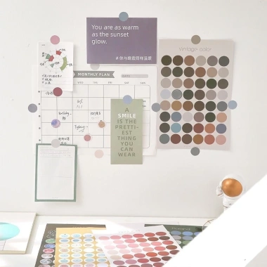 Sticker hình tròn 48 miếng 6 tờ - Nhãn dán dot cho sổ tay, bullet journal, 19.800 VNĐ
