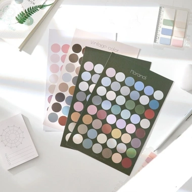 Sticker hình tròn 48 miếng 6 tờ - Nhãn dán dot cho sổ tay, bullet journal, 19.800 VNĐ