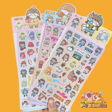 Sticker lấp lánh Kì Lân, Gấu Dâu, Cô Gái Dễ Thương - Trang trí bé giá 16.920đ