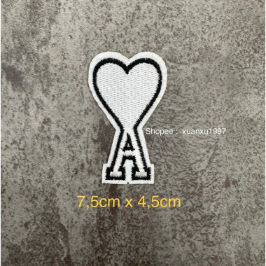 Sticker logo patch thêu tim A có keo ủi - Giá 6.000đ giảm từ 7.800đ, dán nhanh 2