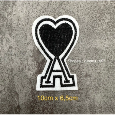 Sticker logo patch thêu tim A có keo ủi - Giá 6.000đ giảm từ 7.800đ, dán nhanh 3
