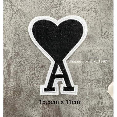 Sticker logo patch thêu tim A có keo ủi - Giá 6.000đ giảm từ 7.800đ, dán nhanh 4