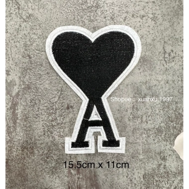Sticker logo patch thêu tim A có keo ủi - Giá 6.000đ giảm từ 7.800đ, dán nhanh 5