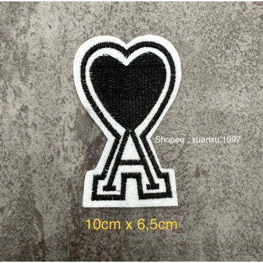 Sticker logo patch thêu tim A có keo ủi - Giá 6.000đ giảm từ 7.800đ, dán nhanh 6