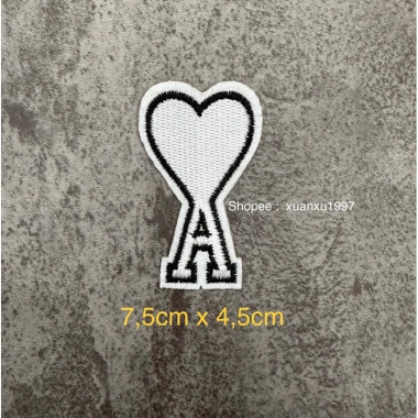 Sticker logo patch thêu tim A có keo ủi - Giá 6.000đ giảm từ 7.800đ, dán nhanh 8