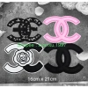 Sticker logo patch thêu X chane 16x21cm keo ép, vá áo ủi đẹp, giá ưu đãi 16.100₫