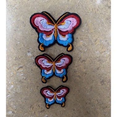 Sticker logo thêu 3 hình bướm nhiều màu, 3 kích cỡ, giá chỉ 13.300₫