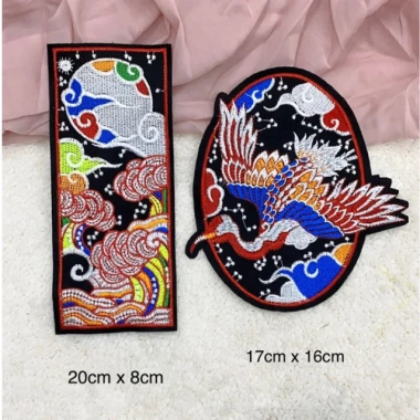 Sticker logo Thêu Cò Trăng Nước gắn áo dài keo ủi dễ dán, giá ưu đãi 20.500₫
