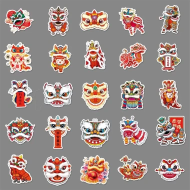 Sticker múa lân Tết 50/100/200 miếng – graffiti sáng tạo, dán ly, vali, laptop 50.000 VND 3